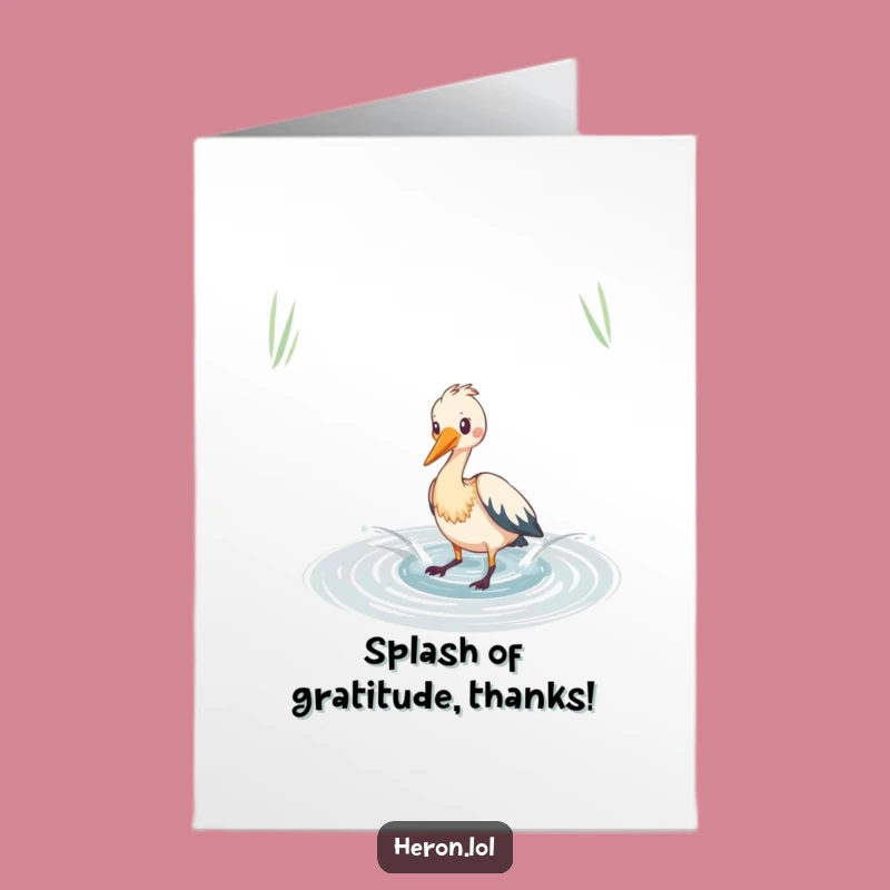 Cheerful Free Printable Heron Thank You Card: Splashing Pond Downloadable