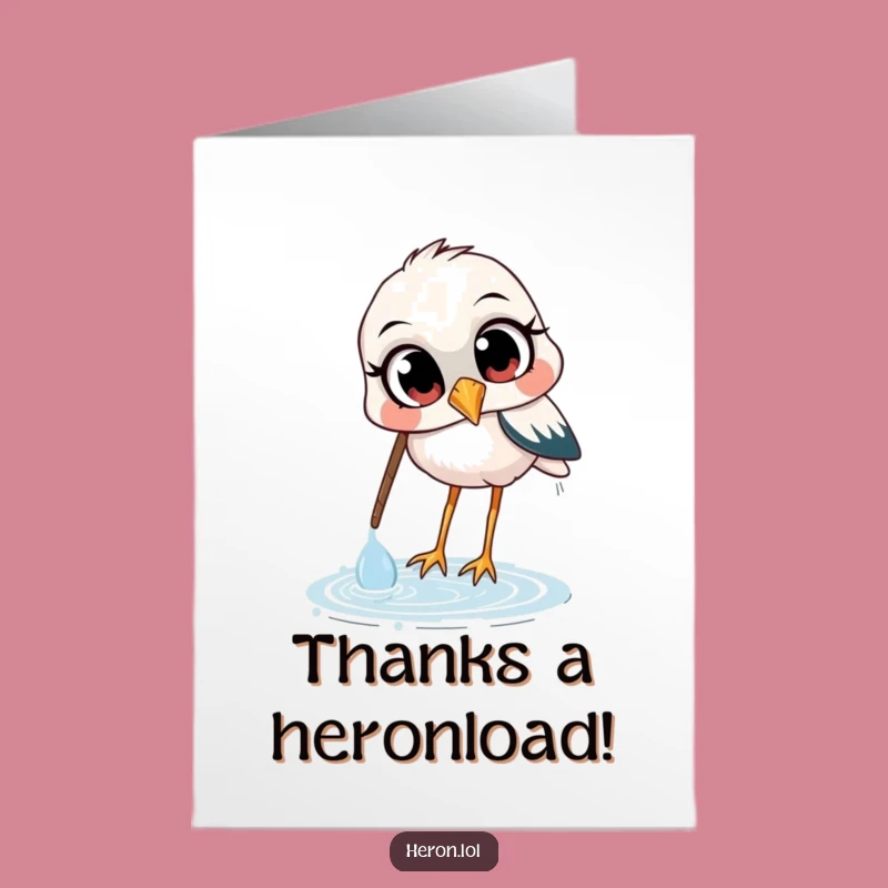 Free Printable Thank You Card: Curious Heron Offers Gratitude, Funny Downloadable Gift