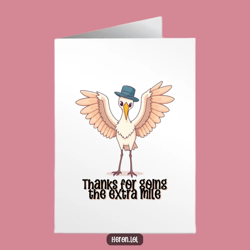 Free Printable Thank You Card: Hat Heron's Thanks, Whimsical Downloadable Gift
