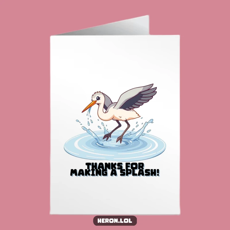 Free Printable Thank You Card: Splashy Heron Funny Downloadable Appreciation