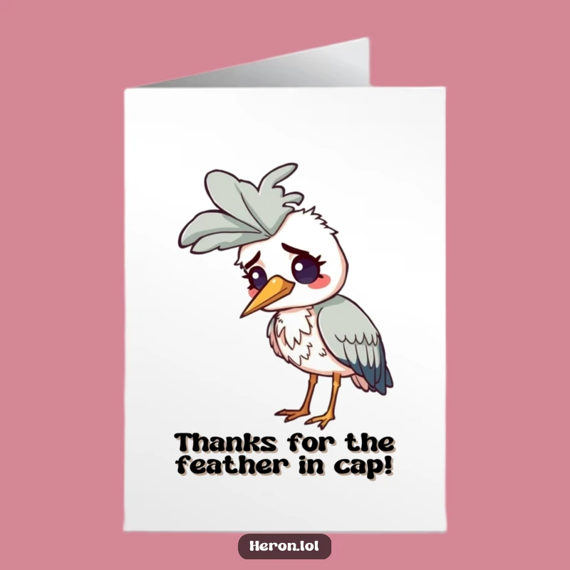 Free Printable Thank You Card: Feather Head Heron Funny Downloadable Appreciation