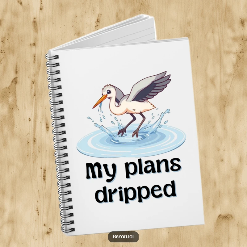Funny Clumsy Dive Heron Notebook: A heron performs a clumsy dive, sending water splashing everywhere.