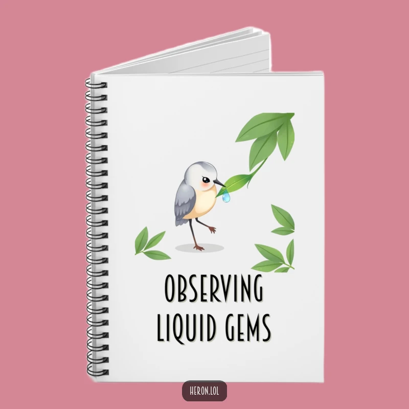 Funny Heron Dewdrop Notebook - Serene Nature Journal