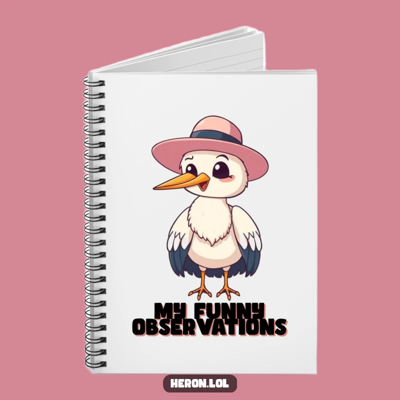 Funny Giggling Heron Floppy Hat Notebook: Jot Down Ideas with Bird Cheer!