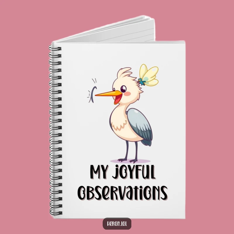 Funny Heron Notebook - Joyful Caw Journal, Happy Thoughts Diary, Perfect Stationery Gift