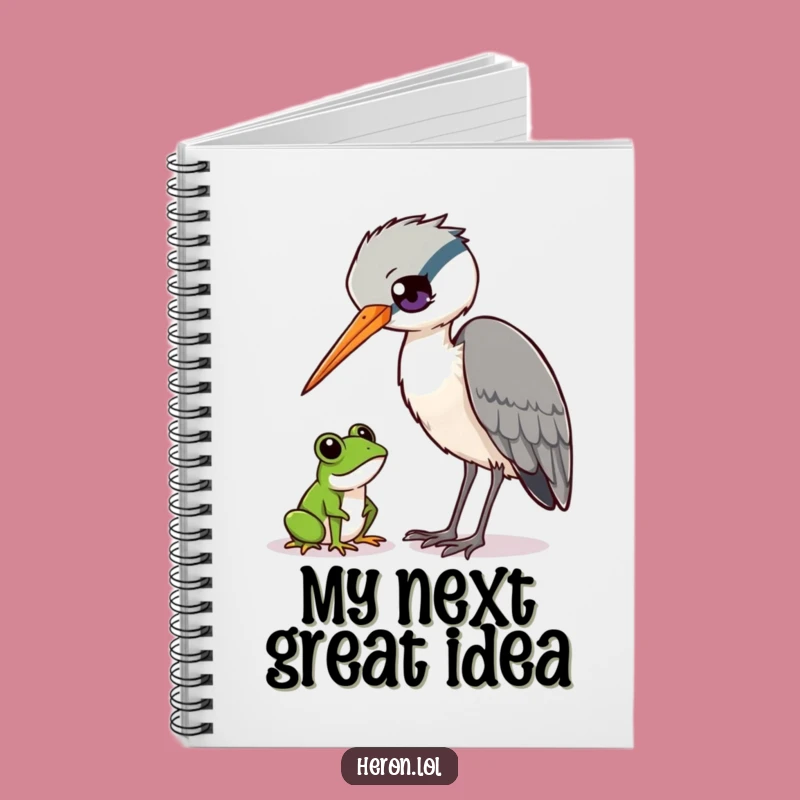 Funny Heron and Frog Notebook - Journal Wildlife Humor Gift