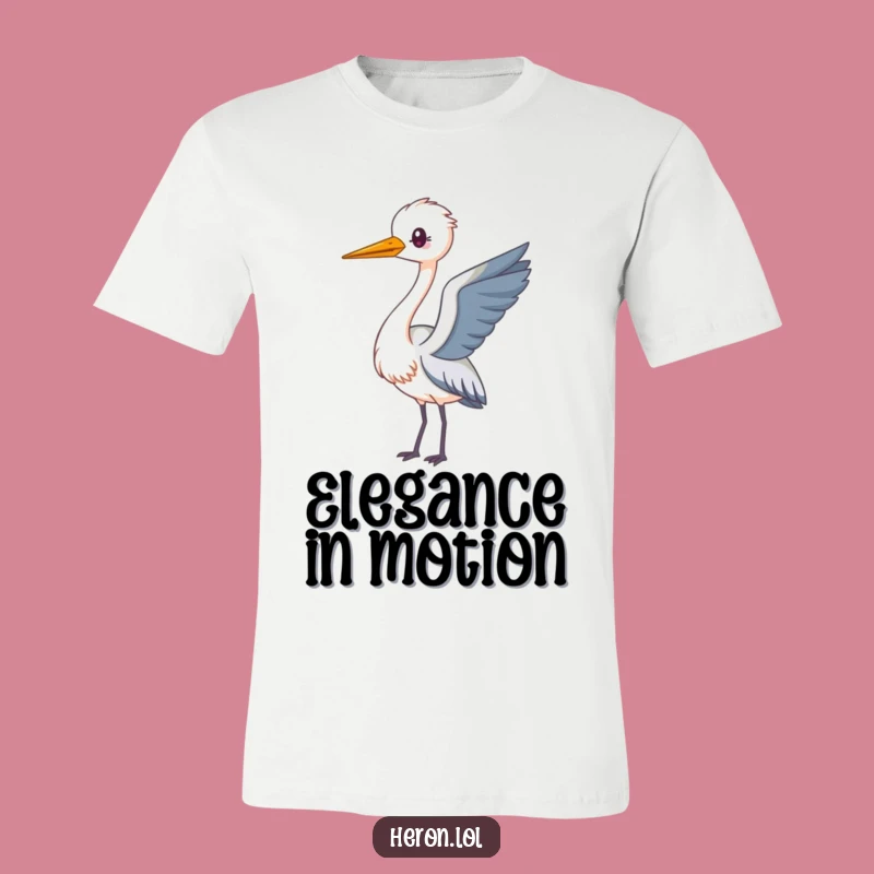 Funny Kawaii Heron T-Shirt: Playful Looping Neck Design, Ideal Funny Gift