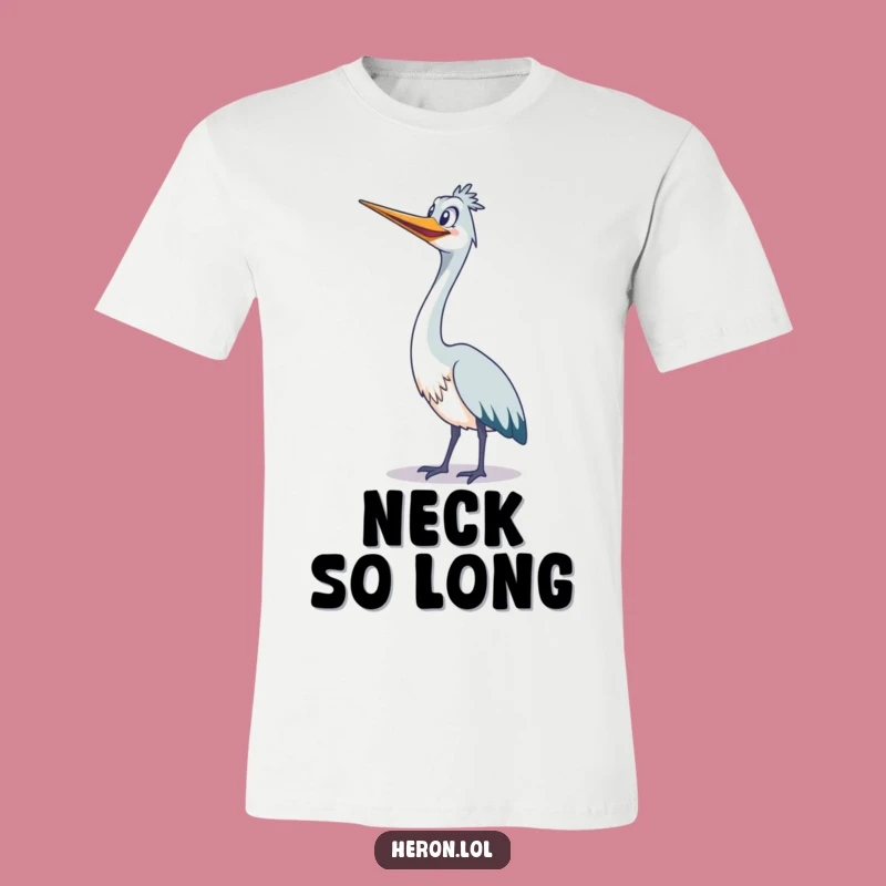 Funny Grinning Heron T-Shirt: Long Neck Bird Humor Tee, Great Funny Gift