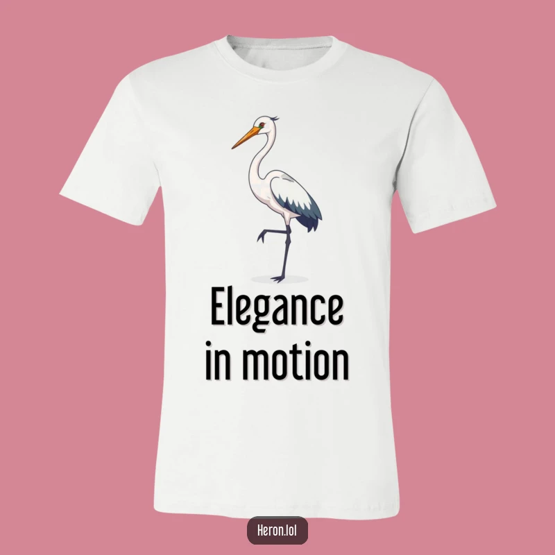 Funny Heron Grace T-Shirt - Elegant Pose, Sophisticated Bird Tee, Great Gift for Bird Watchers