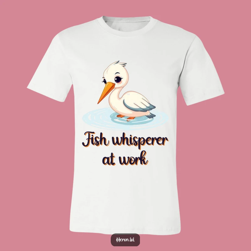 Funny Heron T-Shirt: Happy Fishing Fun - Relaxing Bird Tee Gift