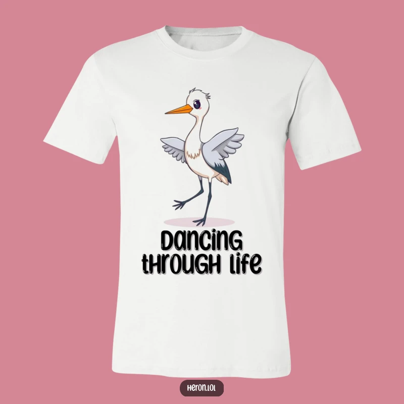 Funny Heron Tiptoe Dance T-Shirt: Wearable Joy and Avian Antics