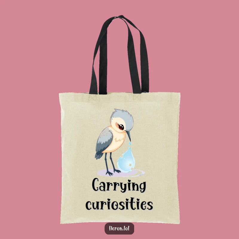 Funny Heron Dewdrop Tote Bag: Curious Bird's Magic, Practical & Hilarious Gift