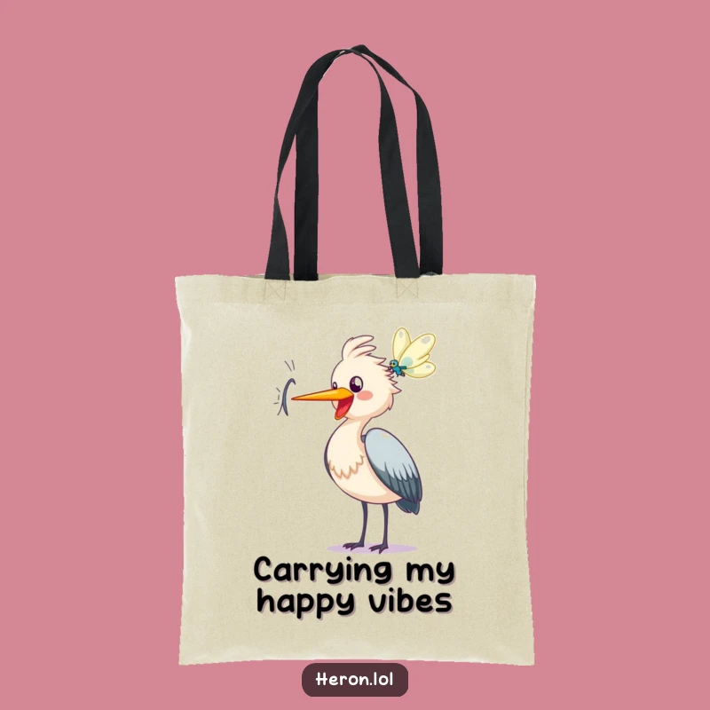 Funny Heron Caw Tote Bag - Joyful Dragonfly Hunter, Happy Carry-All, Perfect Gift