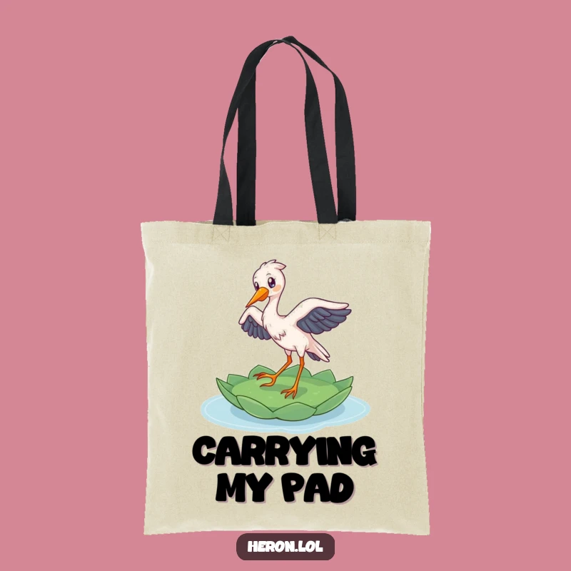 Funny Heron Landing Tote Bag: Delighted Bird's Grace, Practical & Hilarious Gift