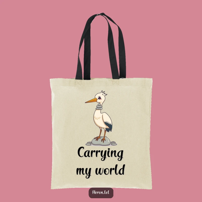 Funny Heron Pebble Stack Tote Bag: Carry Your Laughs in Style