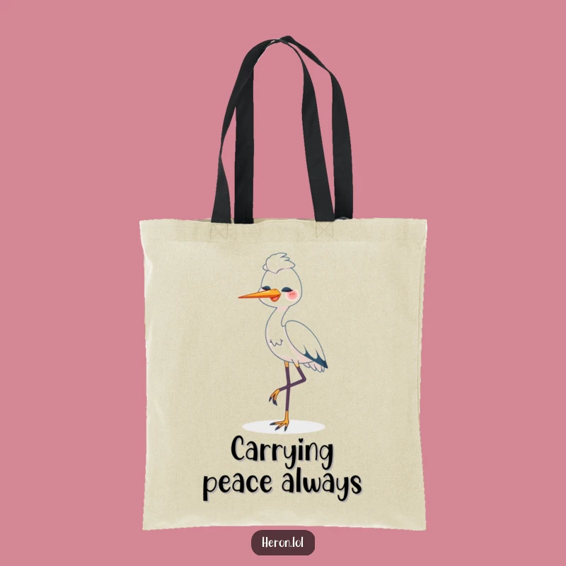 Funny Happy Heron Tote Bag: One Legged Bird, Stylish & Humorous Carry-all