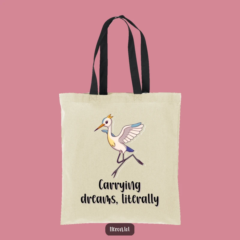 Funny Heron Tote Bag: Graceful Leap Design, Practical & Hilarious Gift