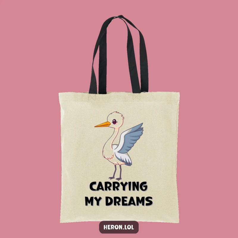 Funny Kawaii Heron Tote Bag: Playful Looping Bird Art, Perfect Funny Gift