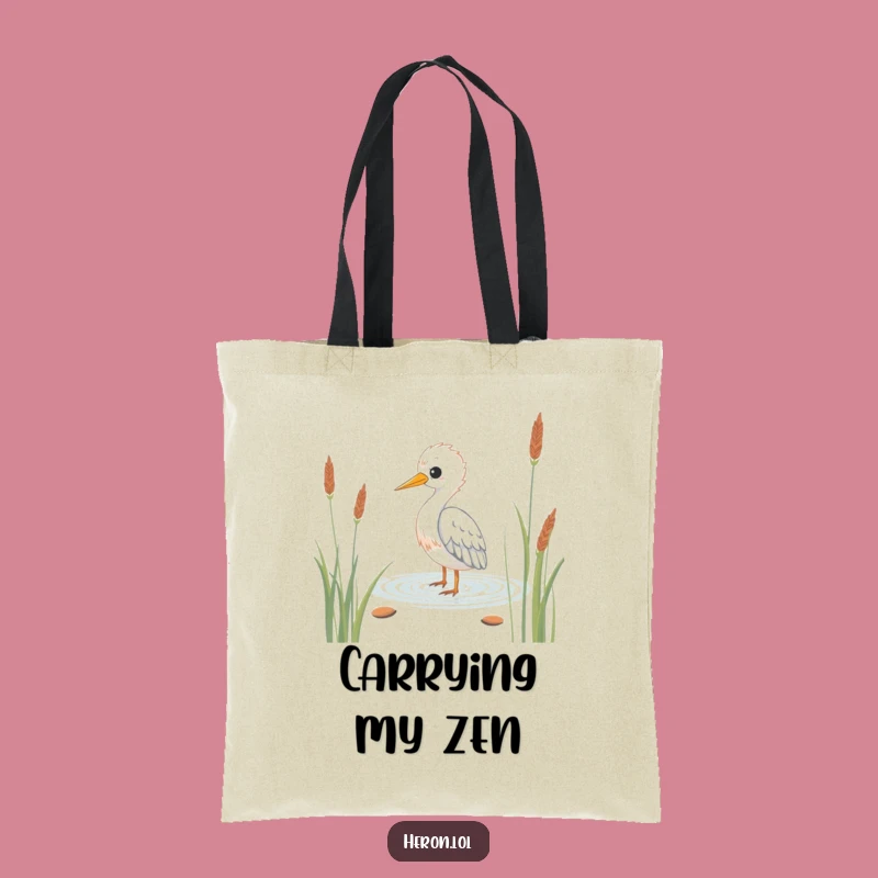 Funny Kawaii Heron Tote Bag: Stylish Wading Bird, Chic Humorous Gift