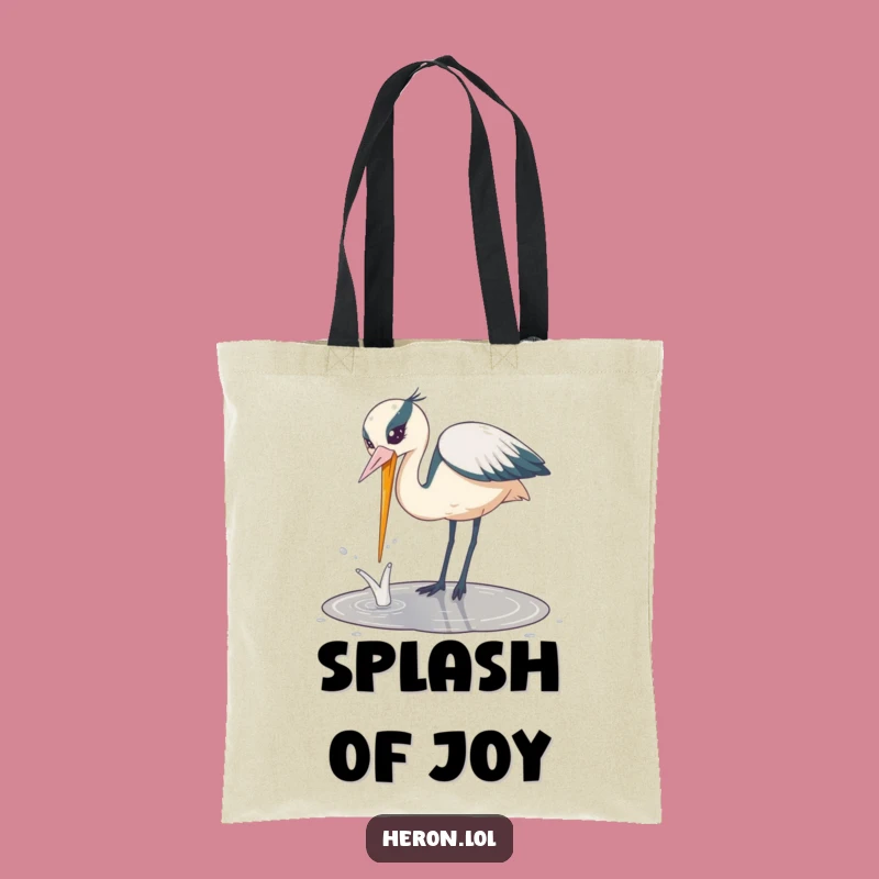 Funny Playful Heron Tote Bag: Bird Dips Beak, Stylish & Humorous Carry-all